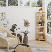 Dripex Bamboo Corner Shelf, Narrow Bookshelf for Small Space, Floor Standing Storage Display Rack for Living Room, Bedroom, Home or Office