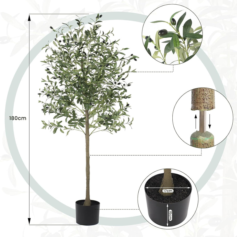 YOLEO 4FT/5FT/6FT/7FT Artificial Olive Tree Faux Silk Olive Plant for Home Office Decor Indoor Lifelike Fake Tree