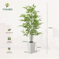 YOLEO 5FT/6FT Artificial Bamboo Tree with White Tall Planter, Lifelike Fake Silk Tree Indoor, Faux Bamboo Tall Plant for Living Room Bedroom Balcony Corner Office Deco