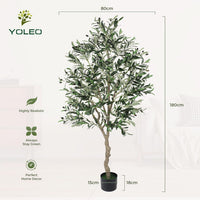 YOLEO 4FT/5FT/6FT/7FT Artificial Olive Tree, Faux Olive Silk Tree Indoor, Lifelike Fake Plant for Living Room Bedroom Balcony Corner Office Decor