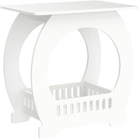Dripex 3-Tier Side End Table with Storage Shelf Basket, White Small Bedside Table, Slim Narrow Nightstand Small Spaces for Living Room, Bedroom, Bathroom, Balcony
