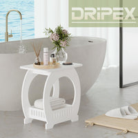 Dripex 3-Tier Side End Table with Storage Shelf Basket, White Small Bedside Table, Slim Narrow Nightstand Small Spaces for Living Room, Bedroom, Bathroom, Balcony