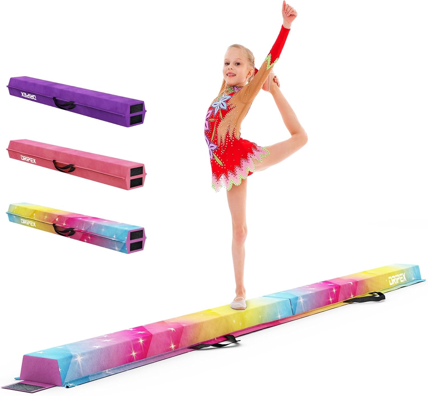 Balance Beam 210 240cm Portable Folding Balance Beam Carry Handles High Density EVA Faux Suede Gymnastics Beam Home Gym Exercise