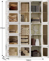 Dripex Portable Wardrobe Closet Storage Organizer Transparent Door Panels, Plastic Wardrobe with Magnetic Door, Suitable for Living Room, Bedroom, Easy Assembly