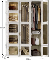 Dripex Portable Wardrobe Closet Storage Organizer Transparent Door Panels, Plastic Wardrobe with Magnetic Door, Suitable for Living Room, Bedroom, Easy Assembly