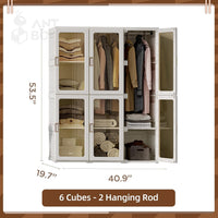 Dripex Portable Wardrobe Closet Storage Organizer Transparent Door Panels, Plastic Wardrobe with Magnetic Door, Suitable for Living Room, Bedroom, Easy Assembly