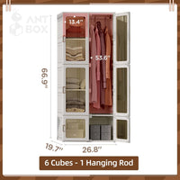Dripex Portable Wardrobe Closet Storage Organizer Transparent Door Panels, Plastic Wardrobe with Magnetic Door, Suitable for Living Room, Bedroom, Easy Assembly