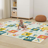 Dripex 197 × 177cm Baby Play Mat, Large Foam Crawling Playmat, Foldable Reversible Waterproof Non Toxic Portable Floor Mat with Letters and Numbers for Baby