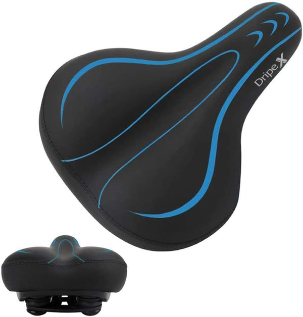 Dripex Gel Bike Seat - Comfort Universal Cycle Saddle Wide Cushion Pad Waterproof for Women & Men - Fits MTB/Road/Spinning Bikes