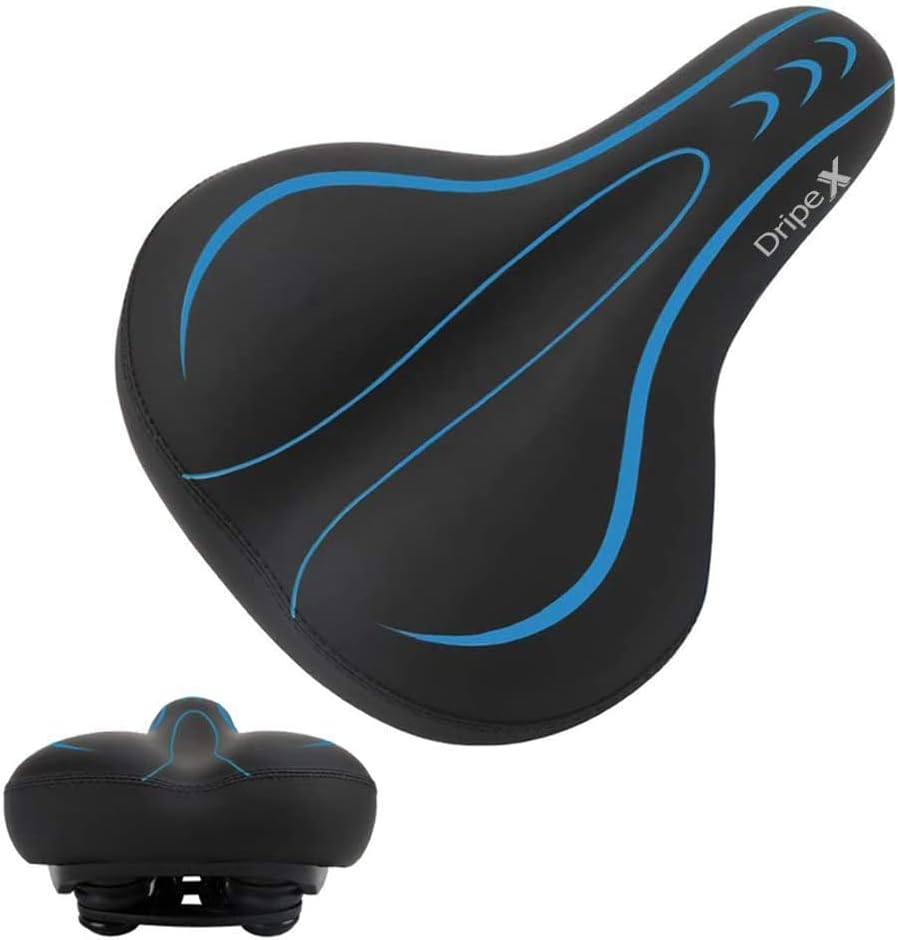 Dripex Gel Bike Seat - Comfort Universal Cycle Saddle Wide Cushion Pad Waterproof for Women & Men - Fits MTB/Road/Spinning Bikes