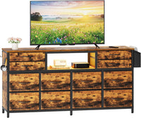 Dripex 140 x 35 x 70cm TV Cabinet Stand Unit for TVs up to 65 Inches with 12 Drawers Storage Organizers and Open Shelves with RGB LED Lighted TV Gaming Entertainment Center for Living Room