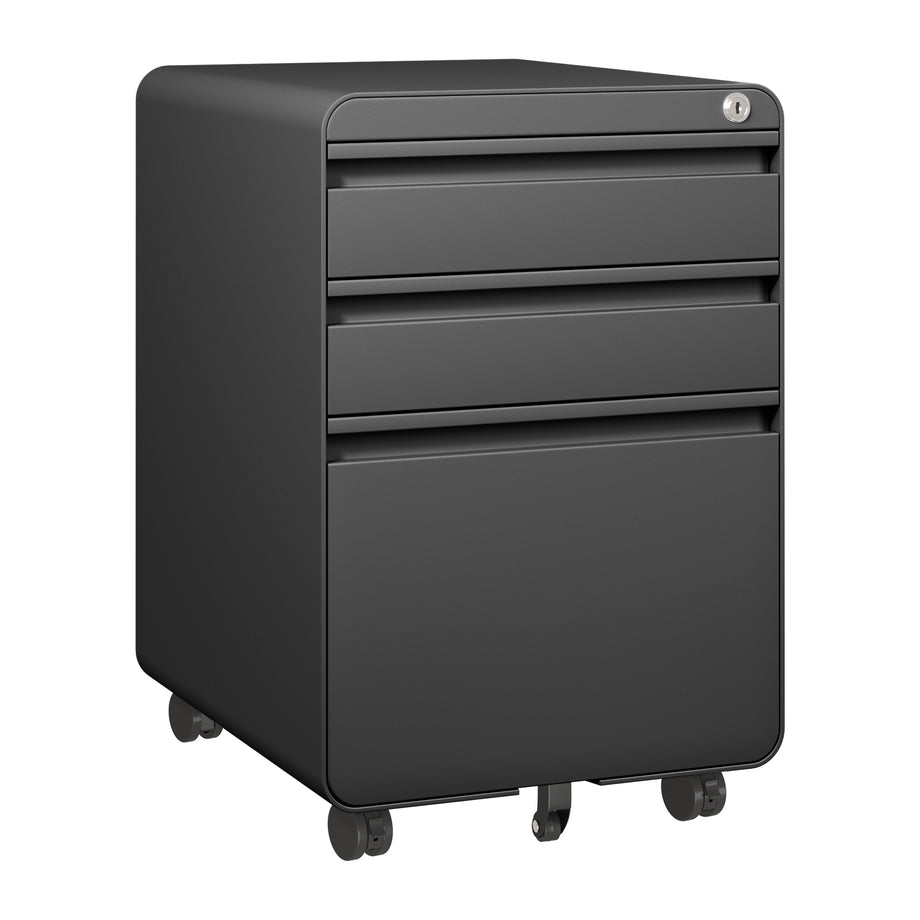 Dripex 3 Drawer Lockable Filing Cabinet, Metal Mobile File Cabinet on Wheels, Under Desk Office Storage for A4, Letter & Legal Files, Anti-Tilt, Pre-Assembled Body
