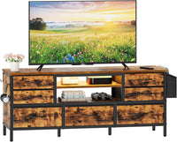Dripex 120 x 35 x 50cm TV Cabinet Stand Unit for TVs up to 55 Inches with 7 Drawers Storage Organizers and Open Shelves with RGB LED Lighted TV Gaming Entertainment Center for Living Room