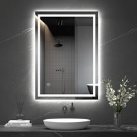 Dripex Bathroom Mirror with LED Lights, Illuminated Bathroom Mirror Wall Mounted Vanity Mirror, Bathroom Light Mirror with Demister Pad, Horizontal/Vertical [Energy Class B]
