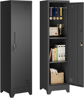 Dripex Metal Cabinet with Hanging Rail Lockable Steel Filing Cabinet Multi-purpose Storage Cabinet Steel Locker for School Home Office Garage 150 x 38 x 38 cm
