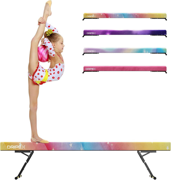 Dripex Adjustable Gymnastic Balance Beam 244cm, Kids Training Equipment | Height Adjustable, Soft Material, Non-Slip, Comfortable, Stable, Safe, Ideal for Home Gym, Practice and Training