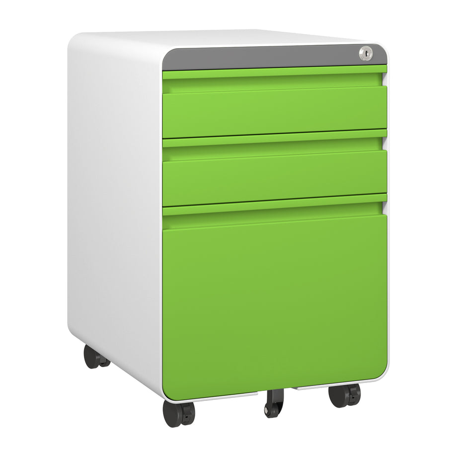 Dripex 3 Drawer Lockable Filing Cabinet, Metal Mobile File Cabinet on Wheels, Under Desk Office Storage for A4, Letter & Legal Files, Anti-Tilt, Pre-Assembled Body