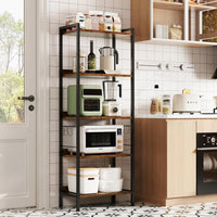Dripex Baker's Rack with/without power outlet, 65" Freestanding Kitchen Storage Shelf Unit with Hooks, 5-Tier Versatile Standing Bookshelf for Home, Kitchen, Living Room