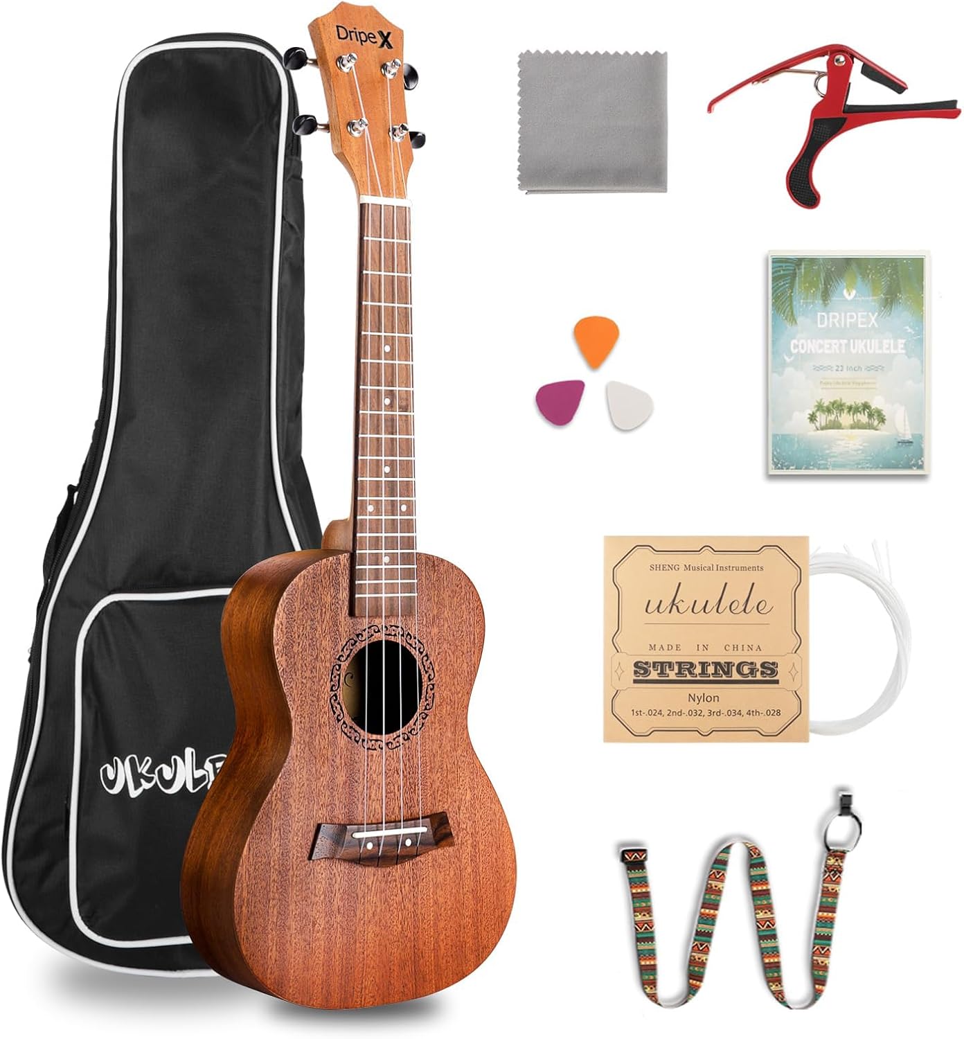 23 Inch Concert Ukulele Small Guitar Ukelele Professonial Wood Ukulele Starter Beginners Kit Quality Musical String Instrument or