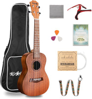Dripex 23 Inch Concert Ukulele, Small Guitar Ukelele, Professonial Wood Ukulele Starter with Beginners Kit, Quality Musical String Instrument for Adults or Kids (Natural Color)