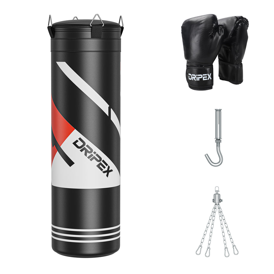 Dripex Punch Bag, 4FT Heavy Boxing Bag Set with Gloves, Hanging Punching Bag with 360° Swivel Hanging Chains - Punch Bags Equipment for Adults&Kids MMA Kickboxing Muay Thai Karate, Home Gym Training