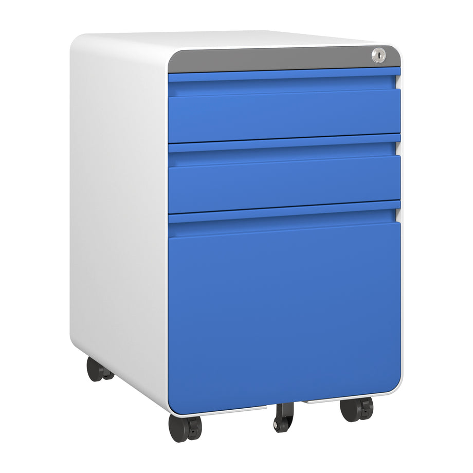 Dripex 3 Drawer Lockable Filing Cabinet, Metal Mobile File Cabinet on Wheels, Under Desk Office Storage for A4, Letter & Legal Files, Anti-Tilt, Pre-Assembled Body