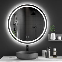 Dripex Round LED Bathroom Mirror, Illuminated Circle Makeup Vanity Mirror with Demister Pad, Anti-fog, 3 Lighting Modes, Dimmable, Wall Mounted, Front+Backlit, IP44