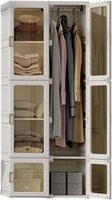 Dripex Portable Wardrobe Closet Storage Organizer Transparent Door Panels, Plastic Wardrobe with Magnetic Door, Suitable for Living Room, Bedroom, Easy Assembly