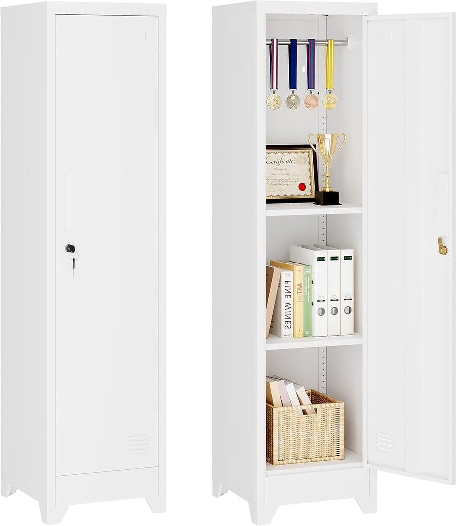 Dripex Metal Cabinet with Hanging Rail Lockable Steel Filing Cabinet Multi-purpose Storage Cabinet Steel Locker for School Home Office Garage 150 x 38 x 38 cm