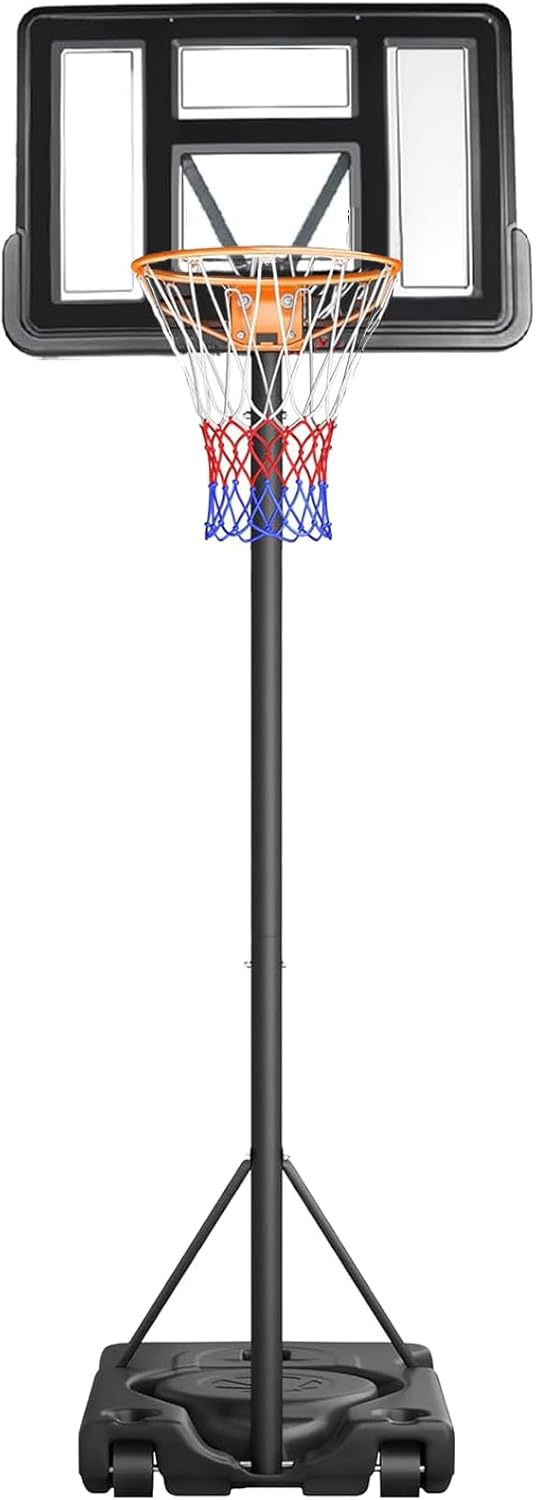 Dripex Portable 10FT Basketball Backboard Hoop Net Set Professional Outdoor Basketball Stand with Wheels for Adults and Children, Adjustable Height 2.3m-3.05m
