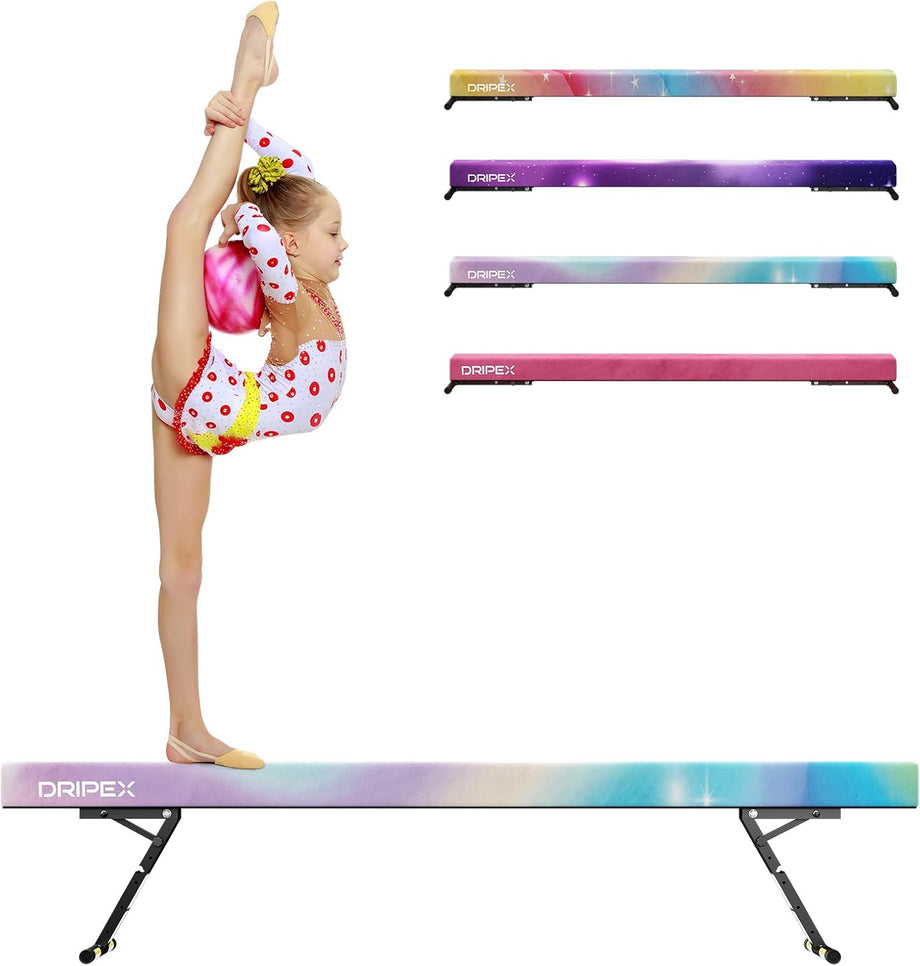 Dripex Adjustable Gymnastic Balance Beam 244cm, Kids Training Equipment | Height Adjustable, Soft Material, Non-Slip, Comfortable, Stable, Safe, Ideal for Home Gym, Practice and Training