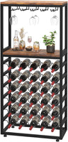 Dripex Wine Rack Free Standing Floor for Liquor and Glasses, 6-Tier Display Wine Bottles Storage Shelves with 2 Tier Wooden Shelves, Sturdy Metal Bottle Holder for Kitchen Bar Pantry