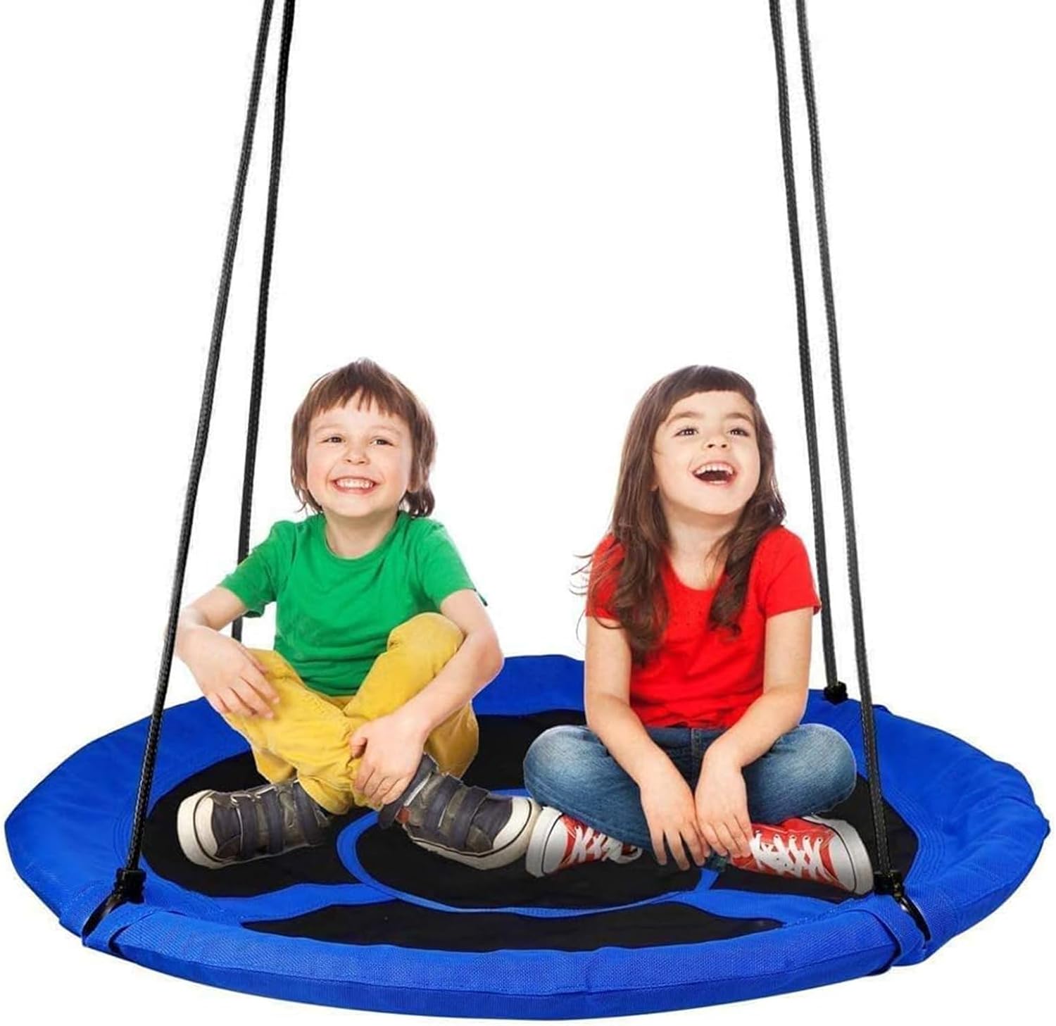 100cm Round Nest Swing ' s Tree Swing Seat Round Basket Outdoor Backyard Garden Oxford Blue Capacity