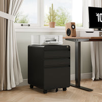 Dripex 3 Drawer Lockable Filing Cabinet, Metal Mobile File Cabinet on Wheels, Under Desk Office Storage for A4, Letter & Legal Files, Anti-Tilt, Pre-Assembled Body