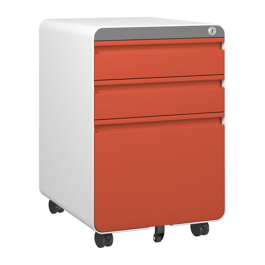Dripex 3 Drawer Lockable Filing Cabinet, Metal Mobile File Cabinet on Wheels, Under Desk Office Storage for A4, Letter & Legal Files, Anti-Tilt, Pre-Assembled Body