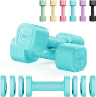 Dripex Adjustable Dumbbells Weight Set 2.5kg 5kg Dumbbell Pair 4-in-1 | Dumbbells Set Women Men, Sold as a Pair, Non-Slip Handle, Home Gym Fitness, Pink Blue Green Purple Yellow Black