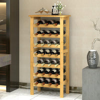 Dripex 7-Tier Bamboo Wine Rack Free Standing, 27 Bottles Wine Holder Display Storage Shelves with Table Top for Home, Kitchen, Pantry 47D x 29W x 102Hcm