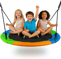 Dripex 120cm Round Nest Swing Children's Tree Swing Seat Round Basket for Outdoor Backyard Garden, Oxford, Multicolor, 300 kg Capacity