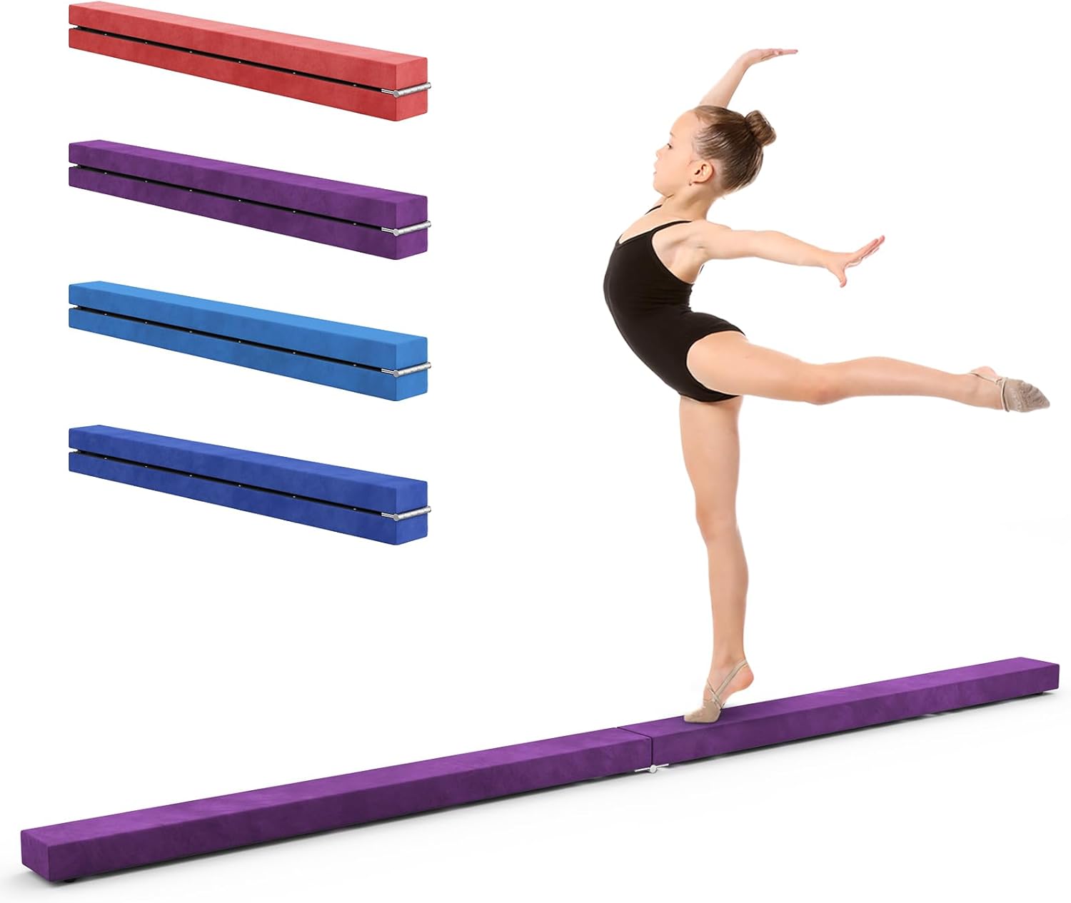 7FT Folding Gymnastics Balance Beam Training Beam Faux Suede Home Gym Exercise