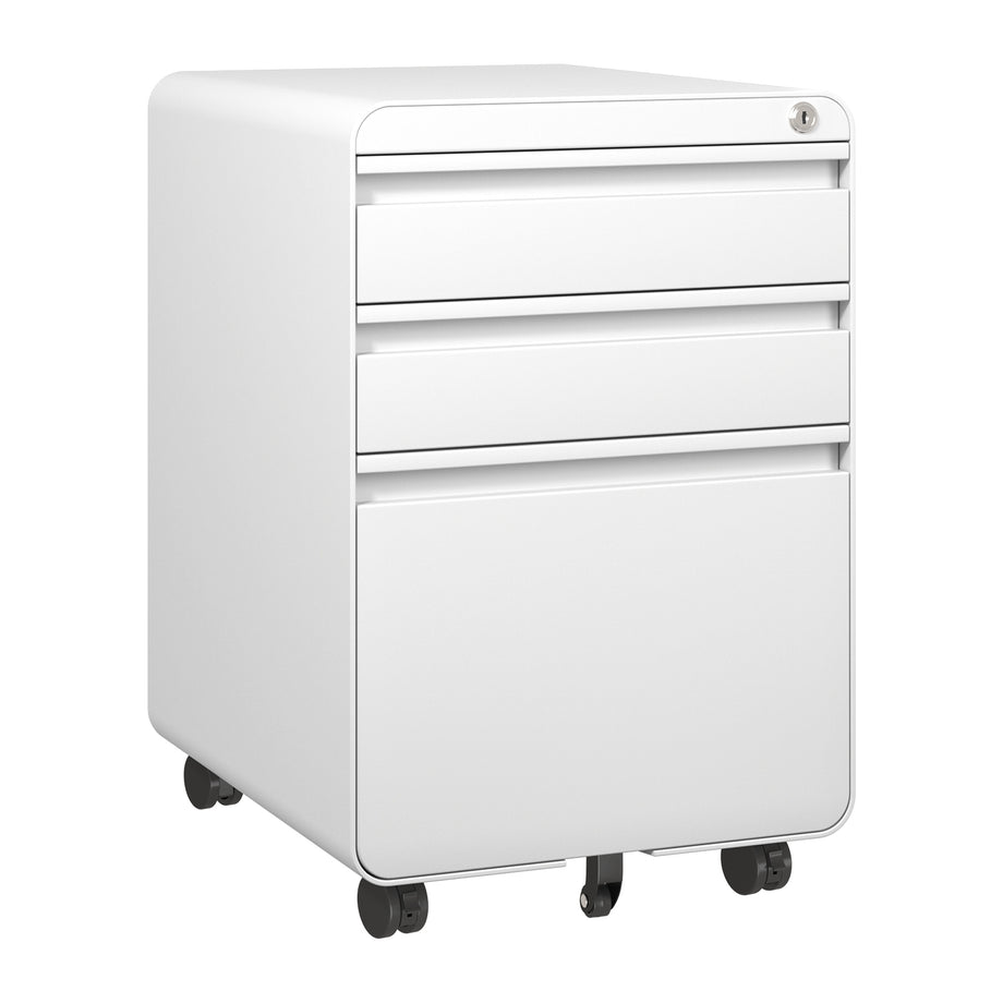 Dripex 3 Drawer Lockable Filing Cabinet, Metal Mobile File Cabinet on Wheels, Under Desk Office Storage for A4, Letter & Legal Files, Anti-Tilt, Pre-Assembled Body