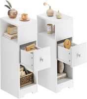 Dripex Slim Bedside Table, Bedside Cabinet with Drawer, Wooden End Table | 25D x 30W x 65H cm, 4 Tier, Nightstand, Sofa Side Table, Bedroom Side Table, Storage Drawer, Space Saving