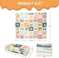 Dripex 177 × 148cm Baby Play Mat, Large Foam Crawling Playmat, Foldable Reversible Waterproof Non Toxic Portable Floor Mat with Letters and Numbers for Baby