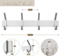 Dripex Coat Hook Rack Wall Mounted 304 Stainless Steel Hanger Heavy Duty Clothes Hat Holder (3/4 Hooks)