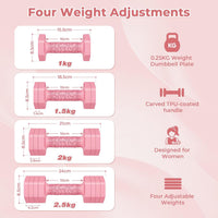 Dripex Women Weights Dumbbells Set 2.5kg 5kg 7.5kg Adjustable Dumbbell Pair | Weight Set for Women Men 4-in-1, Anti-Roll Design, Sold as a Pair, Non-Slip Handle, Home Gym Workout