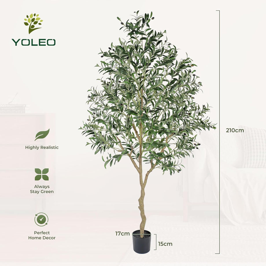 YOLEO 4FT/5FT/6FT/7FT Artificial Olive Tree Faux Silk Olive Plant for Home Office Decor Indoor Lifelike Fake Tree