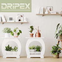 Dripex 3-Tier Side End Table with Storage Shelf Basket, White Small Bedside Table, Slim Narrow Nightstand Small Spaces for Living Room, Bedroom, Bathroom, Balcony