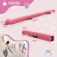 Dripex Kids Balance Beam - 210/240cm Portable Folding Balance Beam with Carry Handles, High Density EVA Faux Suede Gymnastics Beam for Home Gym Exercise