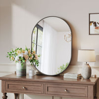 Dripex Oval Mirror, 70 x 50cm Wall Mounted Bathroom Mirror, Horizontal or Vertical Hanging Wall Mirror for Living Room, Bedroom, Entryway