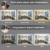 Dripex 3 Colors Bathroom Mirror with LED Lights, Illuminated Backlit Wall Mounted Vanity Mirror Dimmable Switch Demister Pad, Horizontal/Vertical [Energy Class E]