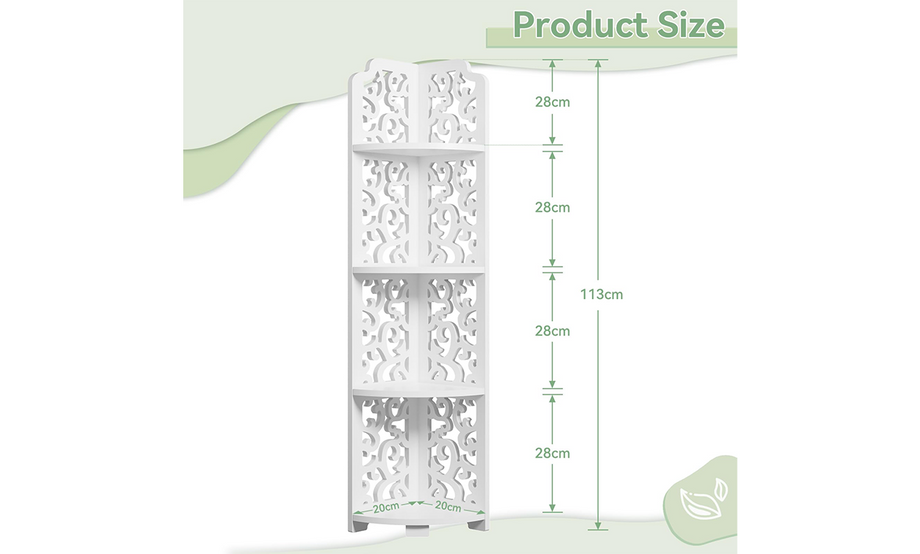 Dripex White Corner Shelf, Free Standing Shelf, Floor Storage Unit for Bathroom, Living Room or Bedroom